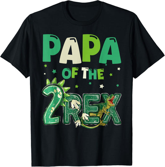 Papa of the Two Rex Birthday Dinosaur Family Matching T-Shirt