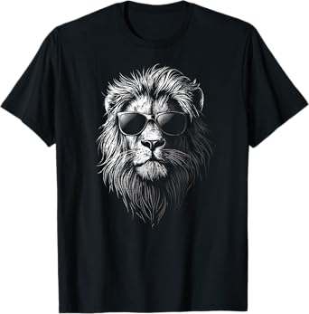 Lion Wearing Sunglasses – Fun Graphic Tee for All Ages T-Shirt