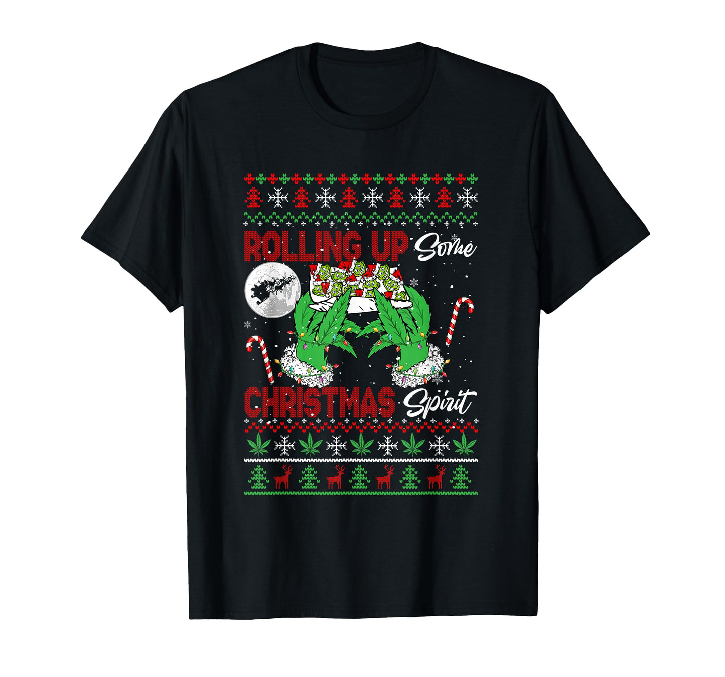 Rolling Up Some Xmas Spirit Funny Santa Smoker Sweater T-Shirt
