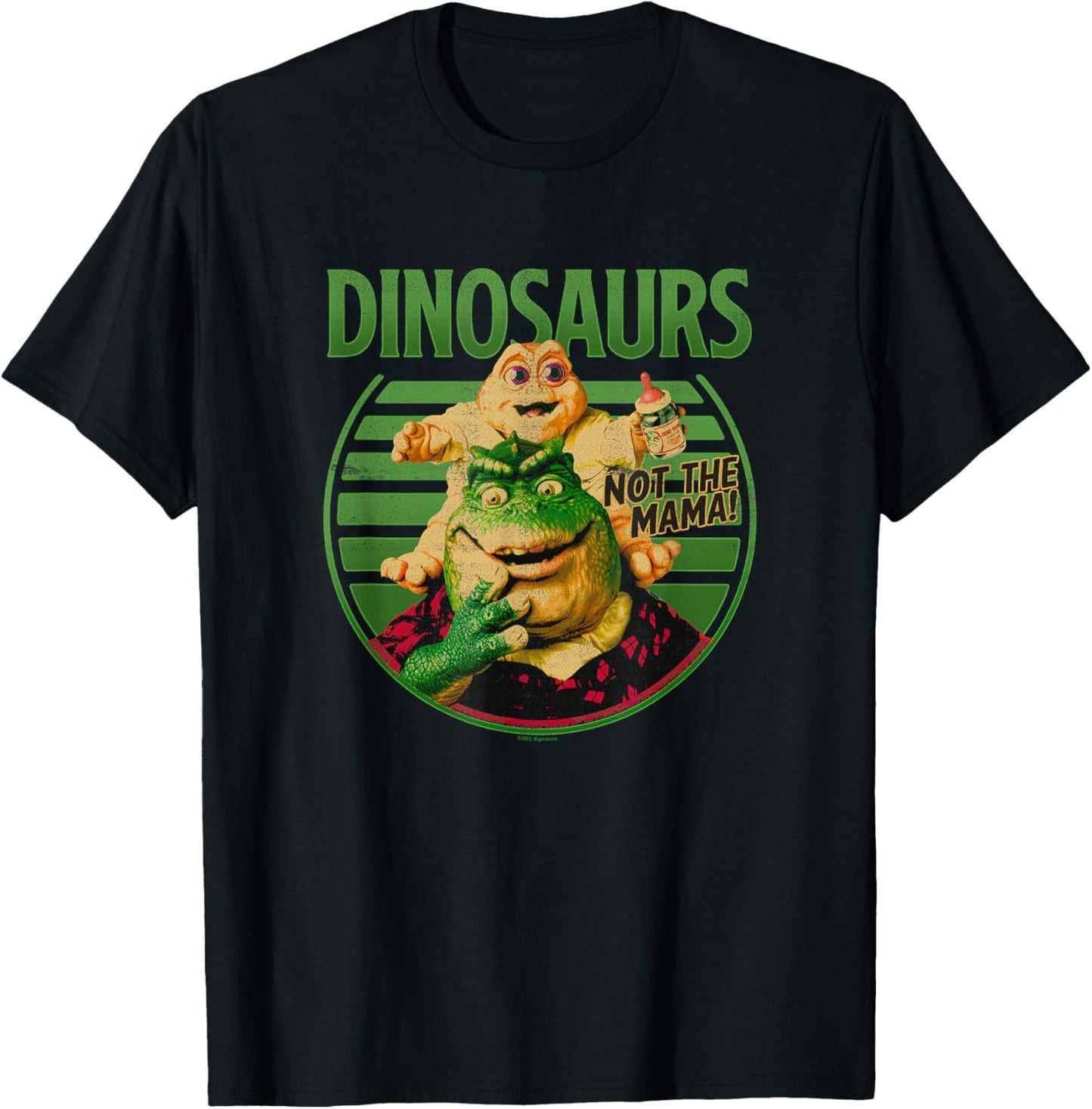 Dinosaurs Not The Mama! Baby & Earl Sinclair Big Retro Logo T-Shirt