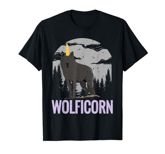Wolf T Shirt Women Men Kids Wolficorn Unicorn Gift T-Shirt