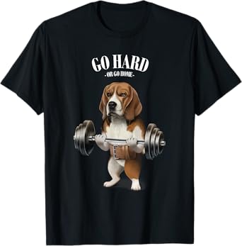 Beagle Dog Weightlifting in Fitness Gym T-Shirt