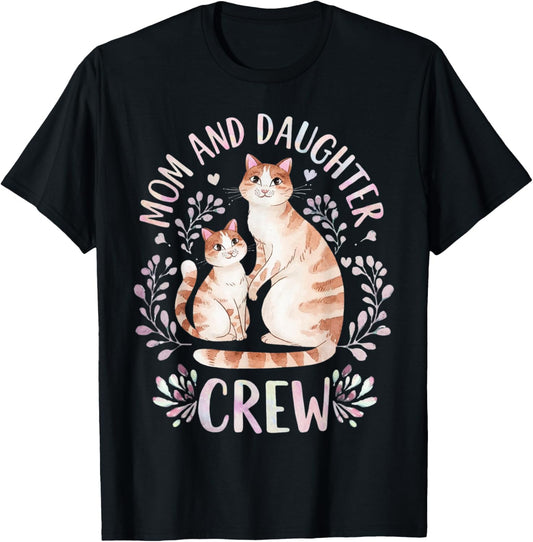 Mom and Daughter Crew Funny Cat Lover Squad Matching Group T-Shirt