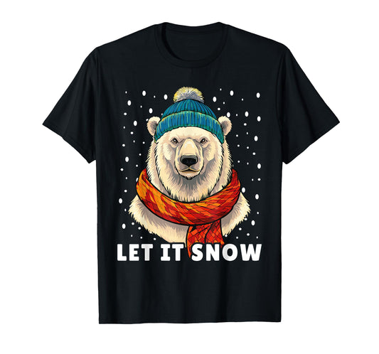 Funny Polar Bear Tee Winter Christmas Ice Bear Let It Snow T-Shirt