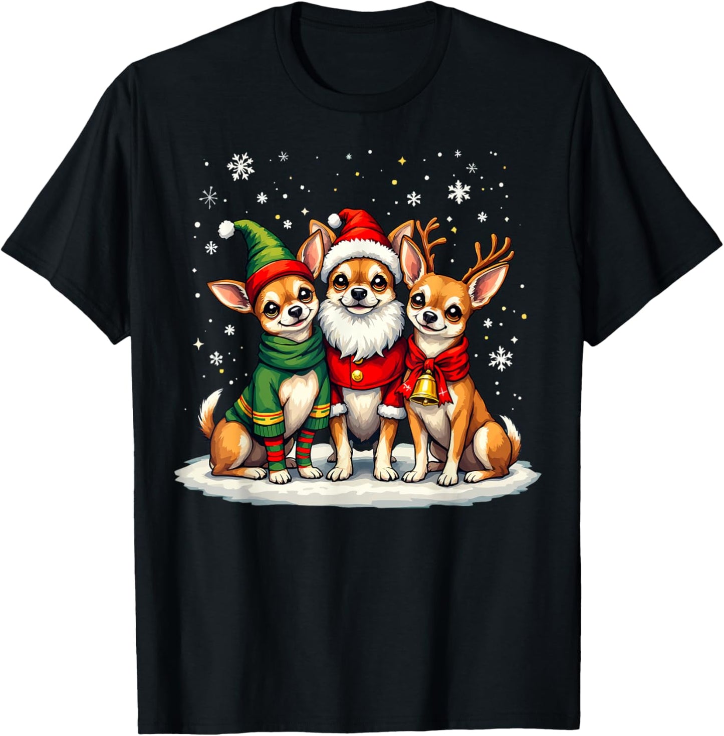 Chihuahua Christmas Dogs Funny Santa Reindeer Elf Holiday T-Shirt
