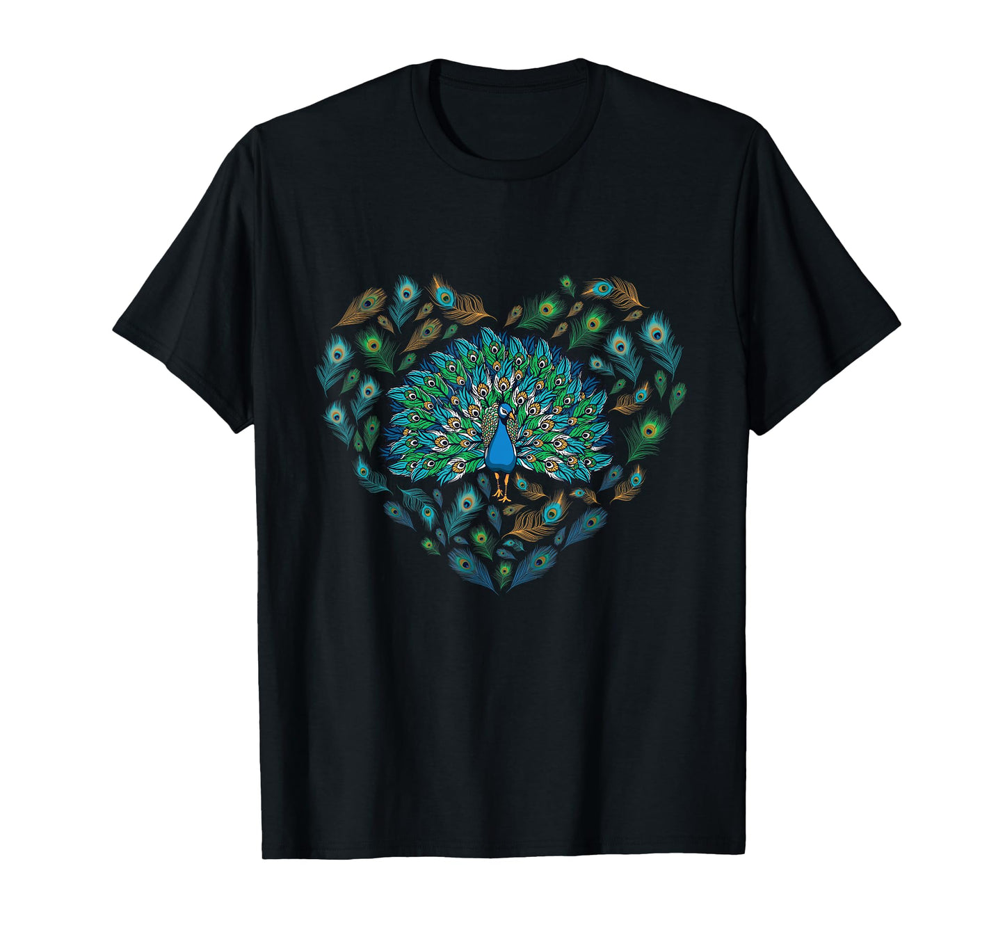 Peacock Decorative Colorful Peacock love heart men women kid T-Shirt