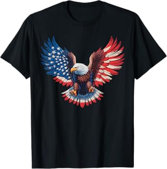 American Flag Bald Eagle Patriotic Pride 4th of July USA T-Shirt