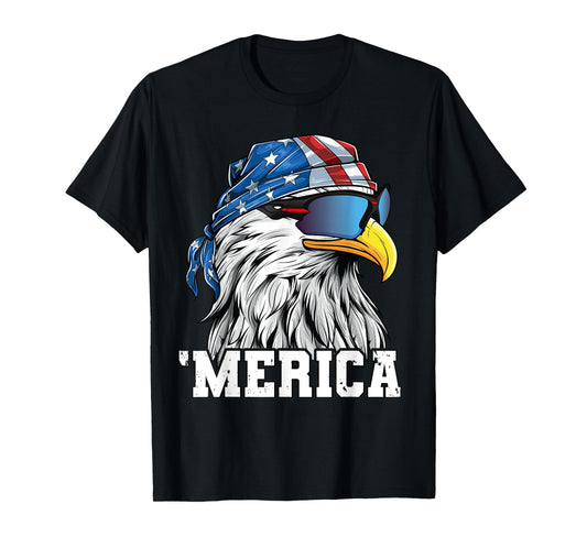 Patriotic 4th of July Shirt Men Women USA Bald Eagle Merica T-Shirt