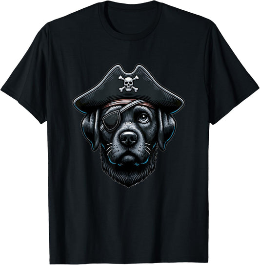 Black Labrador Pirate Dog Halloween Party T-Shirt