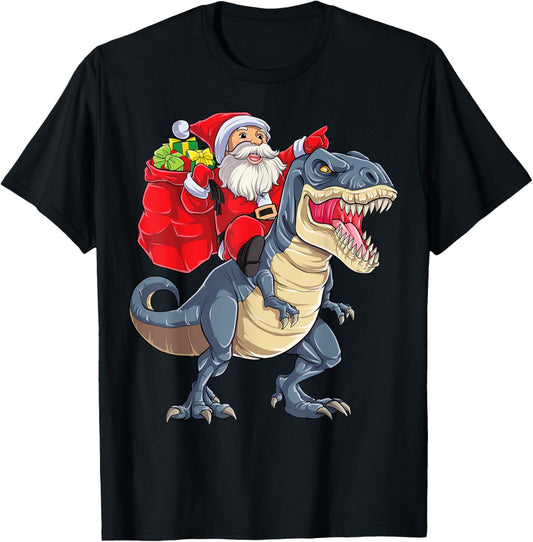 Dinosaur T rex Christmas Santa Boys Men Girls Xmas Squad T-Shirt