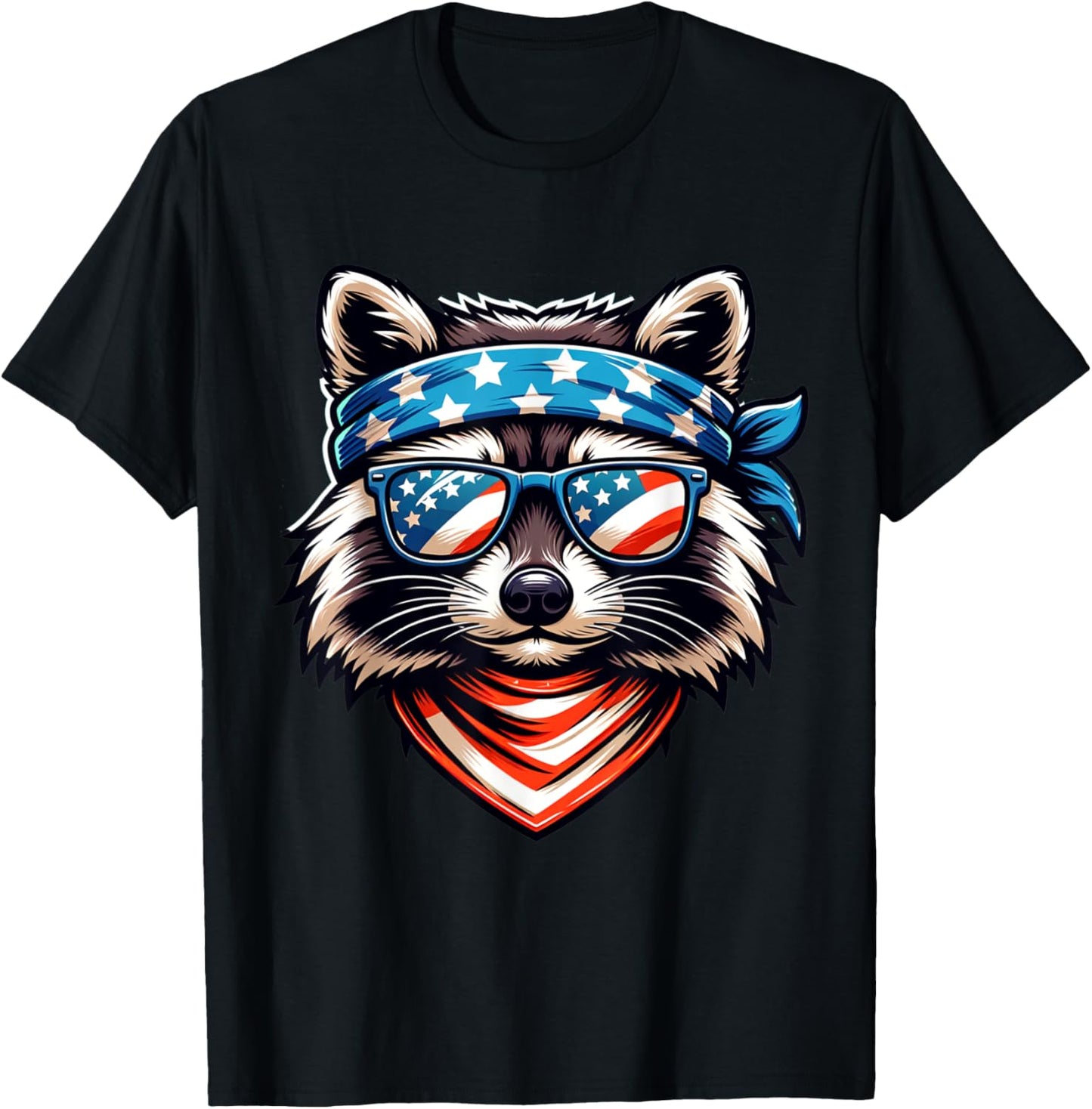 Patriotic Raccoon 4th of July American Flag Trash Panda T-Shirt