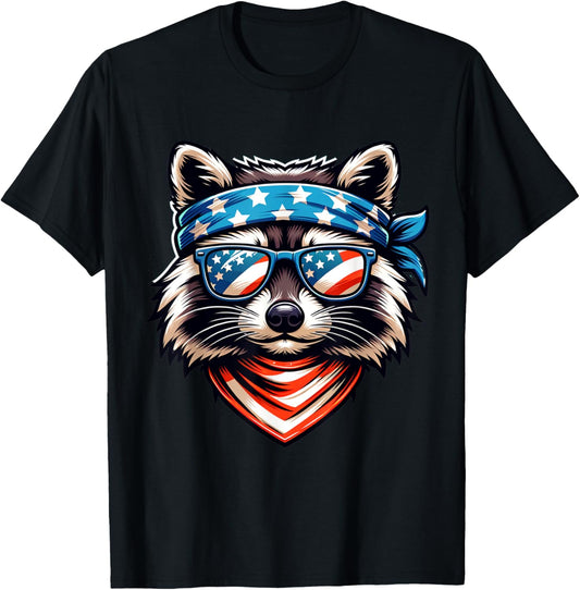Patriotic Raccoon 4th of July American Flag Trash Panda T-Shirt