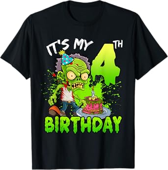 It's My 4th Birthday Zombie Lover 4 Year Old Boys Girls T-Shirt