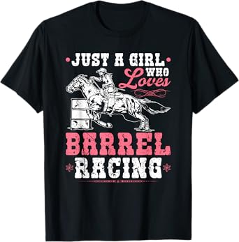 Just a Girl Who Loves Barrel Racing Cowgirl Rodeo T-Shirt