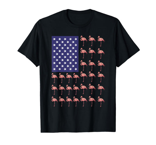 Flamingo Shirt Men Women 4th Of July Flamingo American Flag T-Shirt