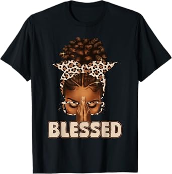 Blessed Black Woman Praying Afro African American Christian T-Shirt