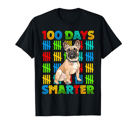 100 Days Smarter Frenchie Dog Lovers 100 Days Of School Kids T-Shirt
