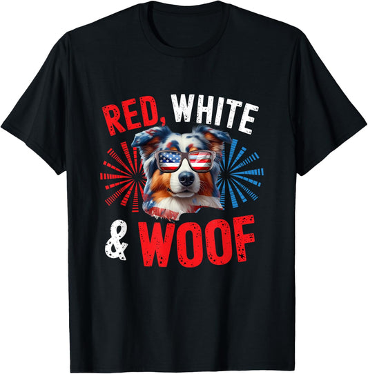 Australian Shepherd dog lover Aussie dog Patriotic Merica T-Shirt