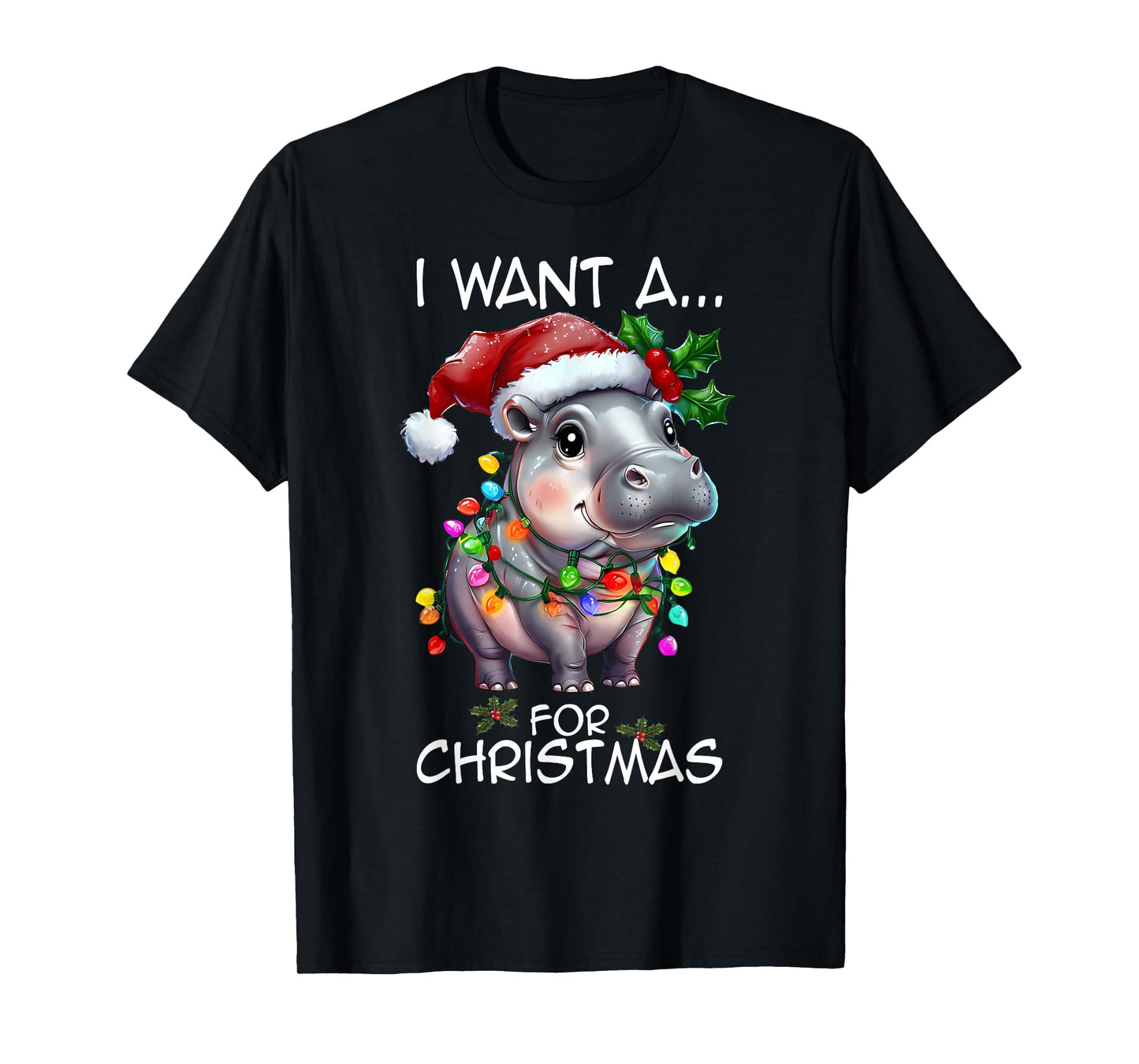 I Want A Hippopotamus For Christmas Hippo Lovers Xmas Kids T-Shirt