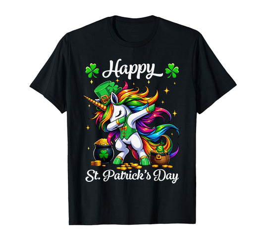 St Patricks Day Dabbing Unicorn Girls Happy St Paddys day T-Shirt