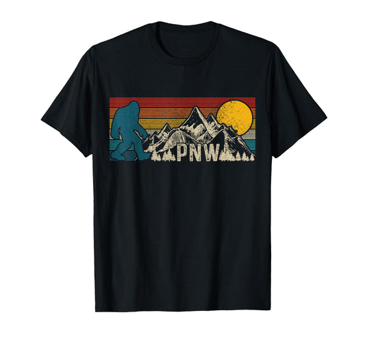 PNW Pacific Northwest Bigfoot Vintage Nature Outdoor T-Shirt
