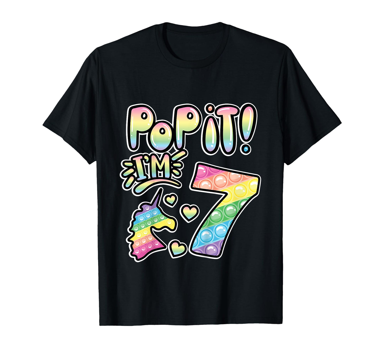 Kids Pop It 7th Birthday Girls Boys 7 Years Old Fidget T-Shirt