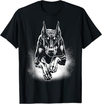 Cool Doberman Dog in Jump T-Shirt