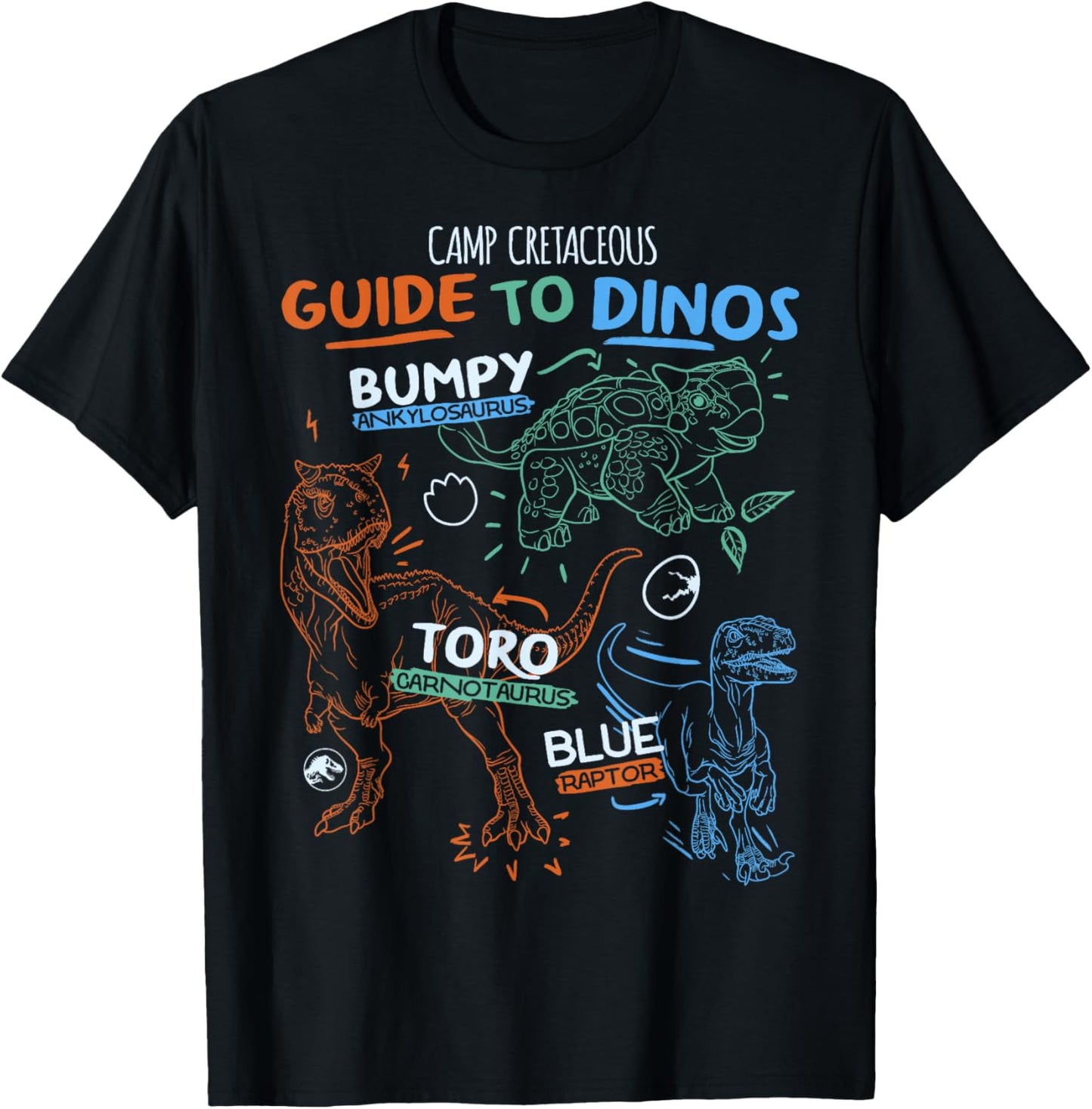 Camp Cretaceous Guide To Dinos Line Art T-Shirt