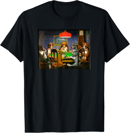 Retro Vintage Dogs Playing Cards Poker Gambling T-Shirt