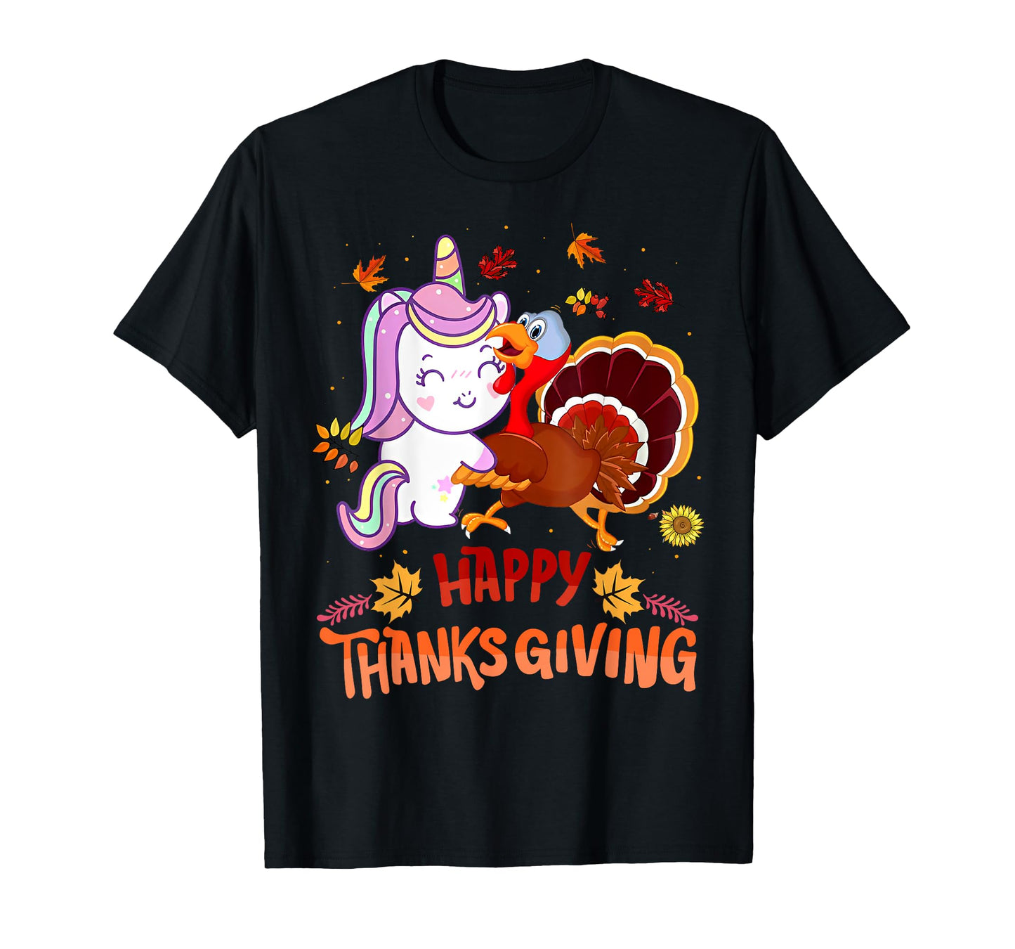 Unicorn Thanksgiving Shirt Girls Kids Toddler Turkey Unicorn T-Shirt