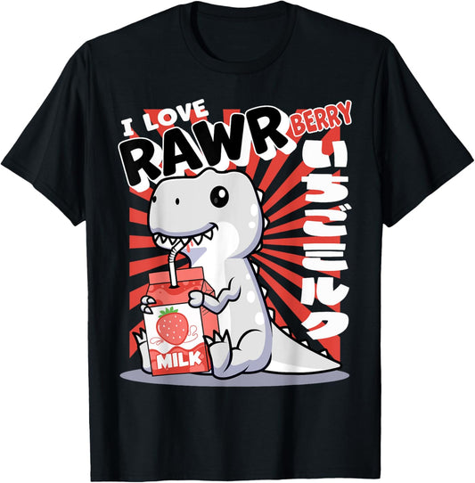 Cute Kawaii Dinosaur Strawberry Milk Lover I Love RawrBerry T-Shirt