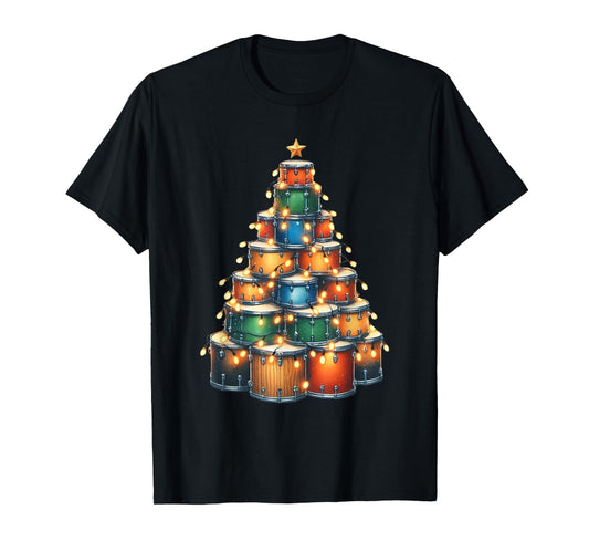 Drumms Xmas Christmas Tree Drummer T-Shirt