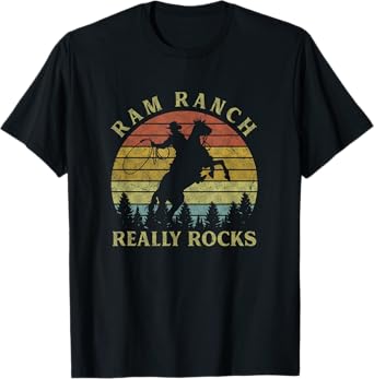 Ram Ranch Really Rocks Vintage Cowboy Riding Horse T-Shirt
