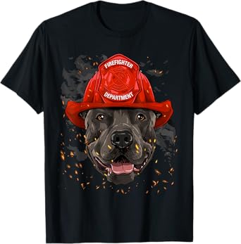 Firefighter American Pit Bull Terrier Fire Department Dog T-Shirt