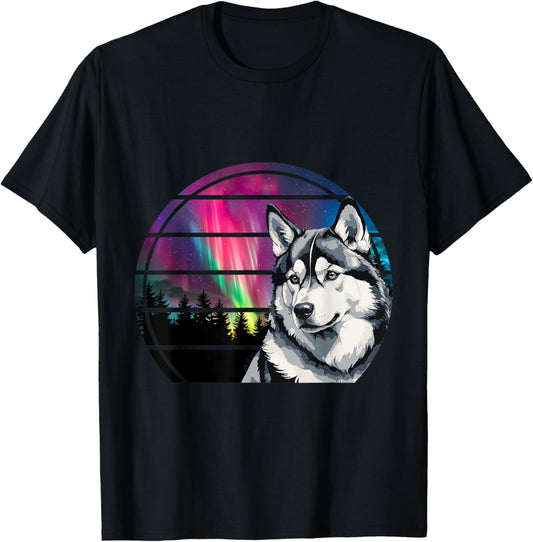 Siberian Husky Mom Alaskan Dog Northern Lights Alaska Husky T-Shirt