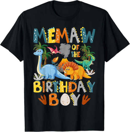 Memaw Of The Birthday Boy T-Rex Dinosaur Bday Party T-Shirt