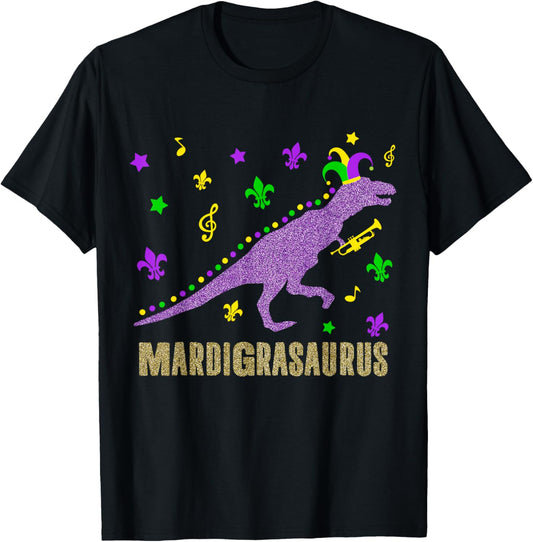 Dinosaur T Rex Mardi Gras Shirt for Boys Shirt Party Gift T-Shirt