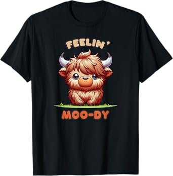 FEELIN' MOO-DY Micro Mini Highland Cow Cute Calf Funny Moo T-Shirt