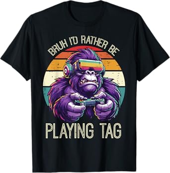Gaming Bruh Id Rather Play Video Games Gamer Men Boys Kids T-Shirt
