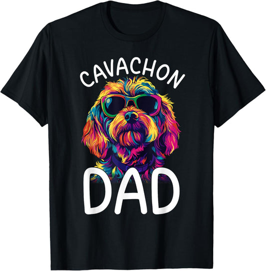 Cavachon Lovers Colorful Pop Art Mens Cavachon Dad T-Shirt