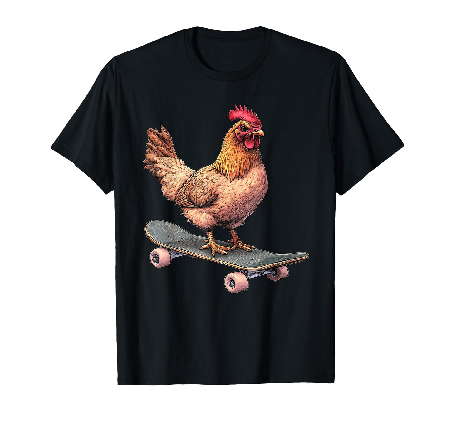 Funny Chicken On A Skateboard Skateboarding T-Shirt