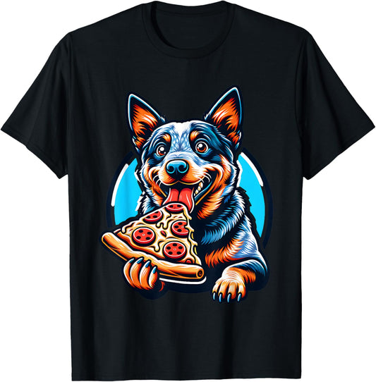 Australian Cattle Dog Eating Slice of Pizza Cute Dog T-Shirt