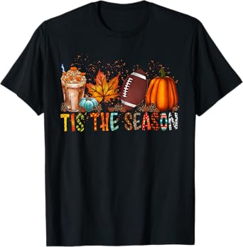 Tis The Season Fall Football Autumn Pumpkin Coffee T-Shirt