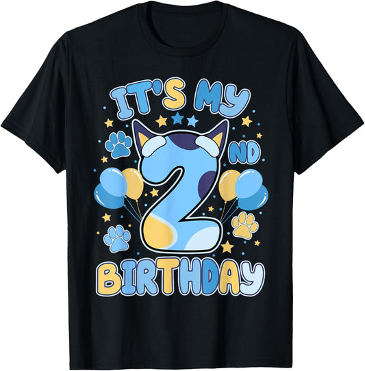 2nd Birthday Boy Blue Dog Theme Party Two Cool 2 Year Old T-shirt