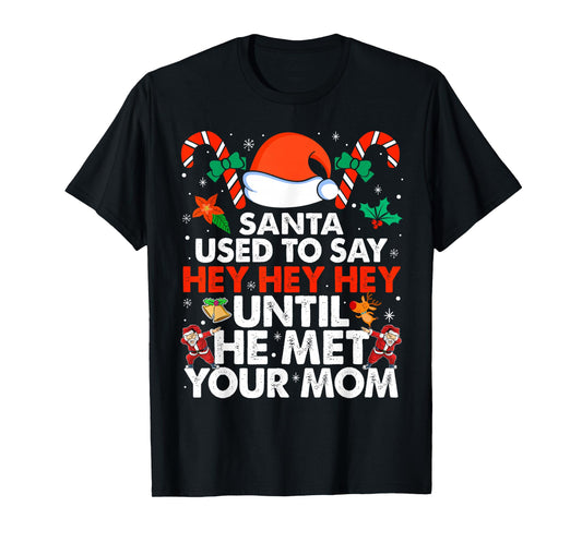 Santa Used To Say Hey Hey Hey Until He Met Your Mom Xmas T-Shirt