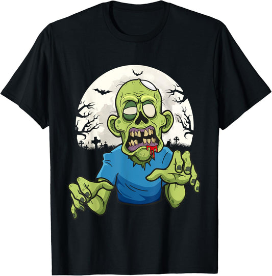 Scary Zombie Halloween Boys Kids Face Zombie T-Shirt