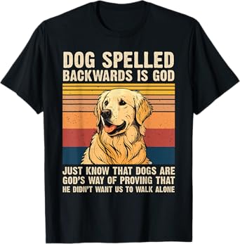Dog Spelled Backwards Is God Golden Retriever Dog Vintage T-Shirt