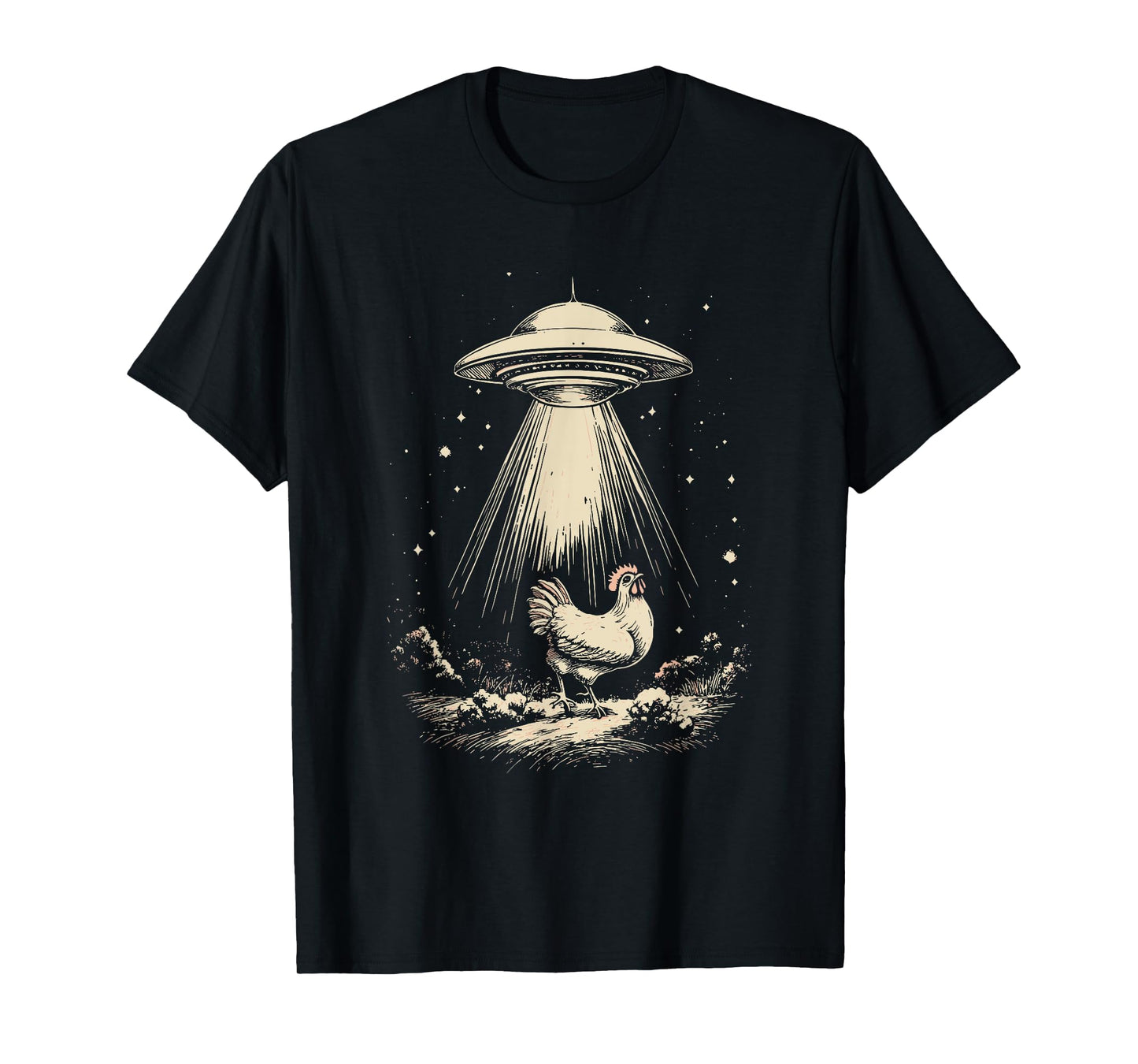 Funny UFO Chicken Abduction Vintage Alien Beam Chicken Lover T-Shirt
