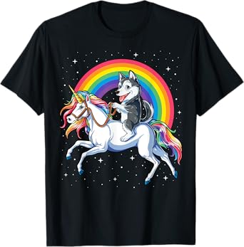 Siberian Husky Unicorn T shirt Girls Space Galaxy Rainbow T-Shirt