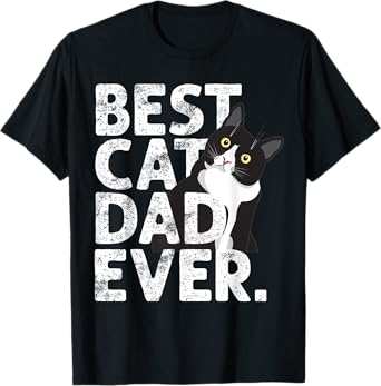 Funny Tuxedo Cat Daddy Father Gift Best Cat Dad Ever T-Shirt for Men Women